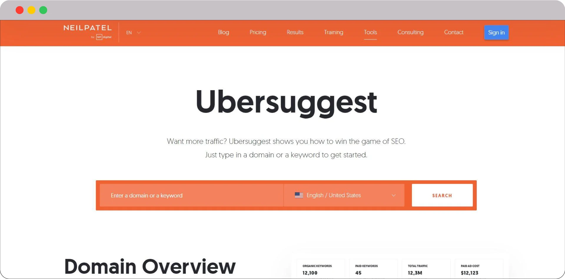 Ubersuggest SaaS SEO Tool 1