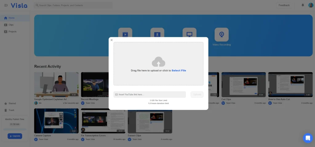 Master Video Editing in Minutes: Showcase of 19 AI Video Editing Tools 48 Upload to edit option of Visla