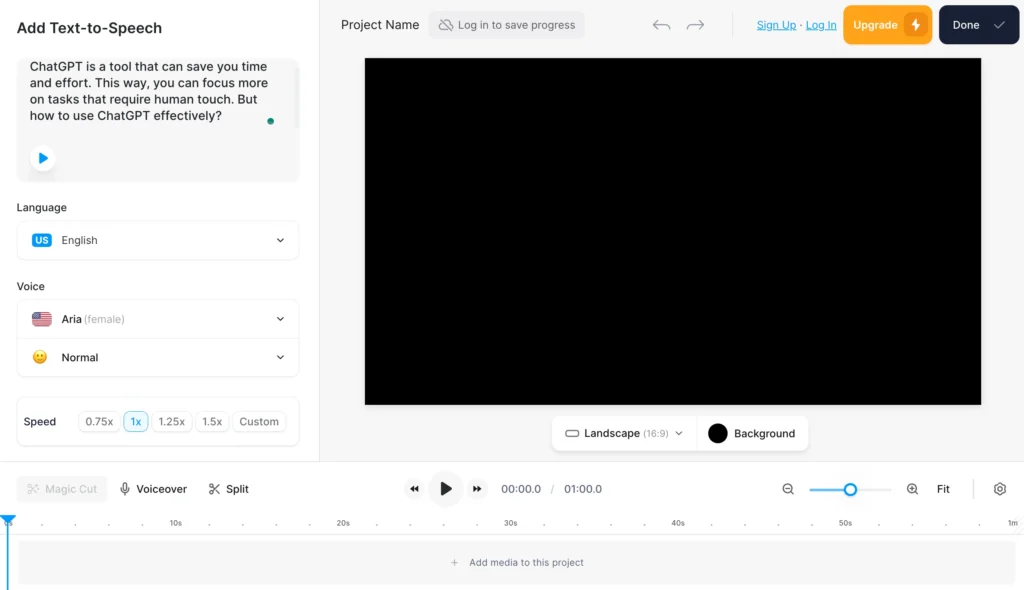 Veed generating text to speech