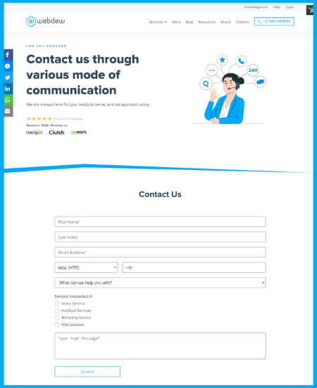 8 Landing Page Examples that will make you dump your old one 2 Webdew contact
