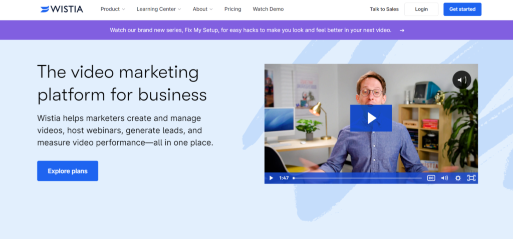 13 Best SaaS Marketing Tools for enhancing your Marketing Efforts 3 Wistia SaaS Marketing Tool 1536x717 1