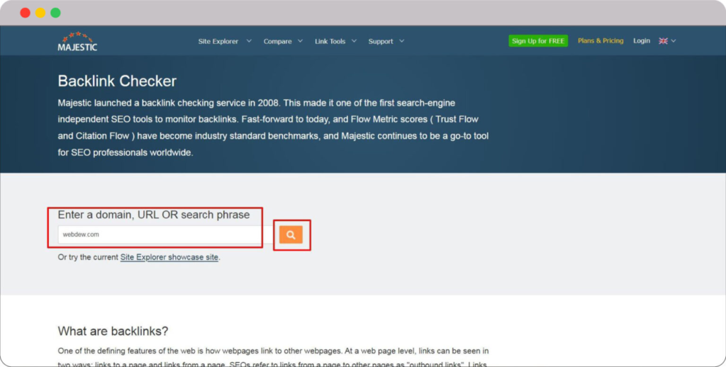 Dominate Search Engine with Backlink Checker: Our 20 Free & Paid Picks 47 Write the domain name 1536x777 1