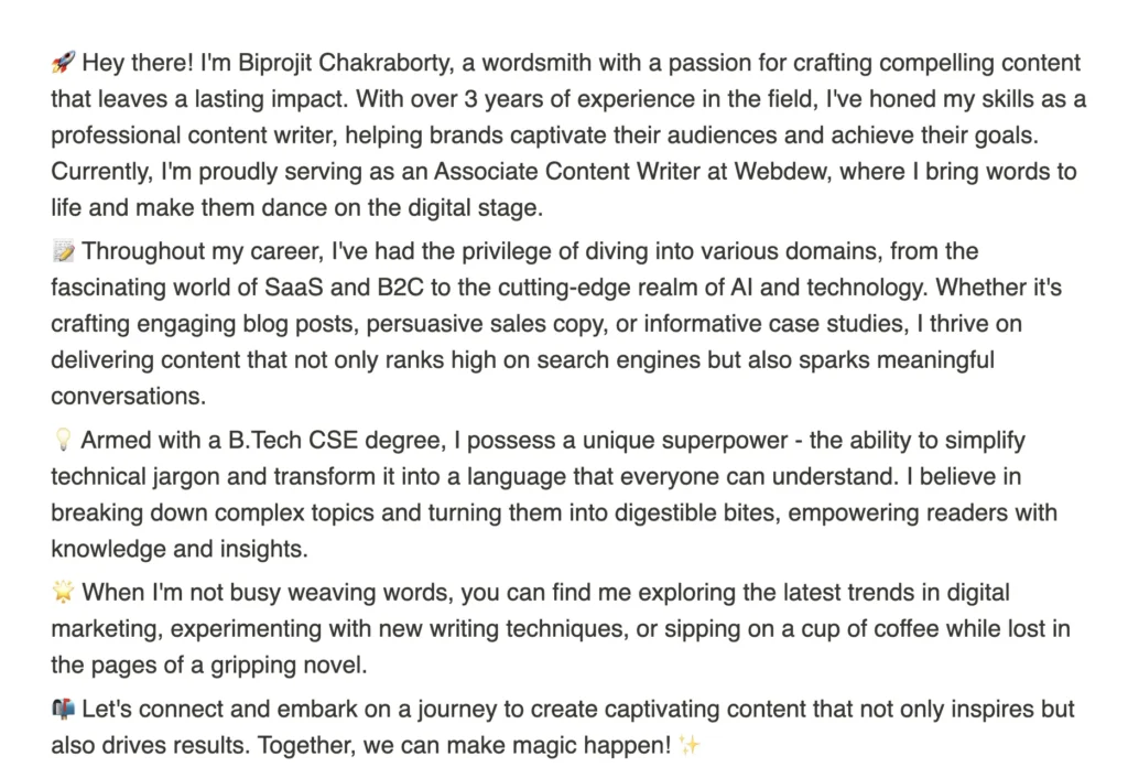 Writesonic generating results