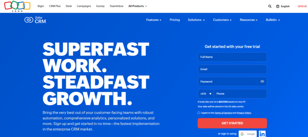 Best 5 CRM Software Solutions Available in Market 4 Zoho 1536x684 1