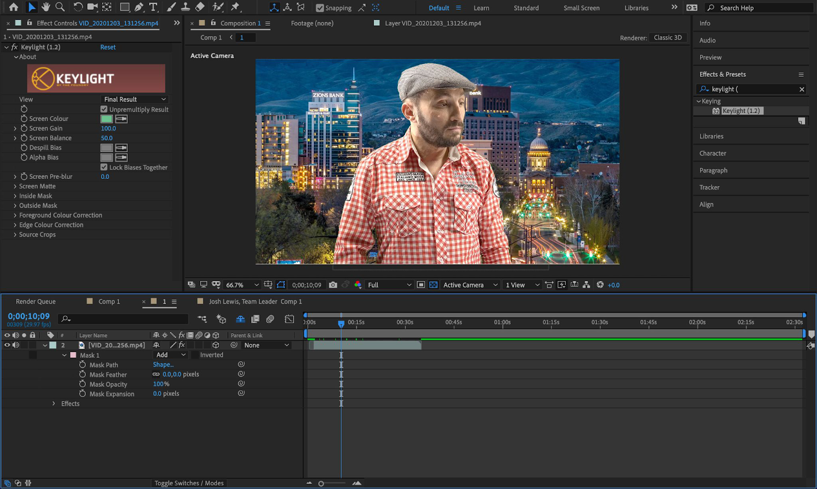 Find out how to edit a Green Screen Video in After Effects 9 add background