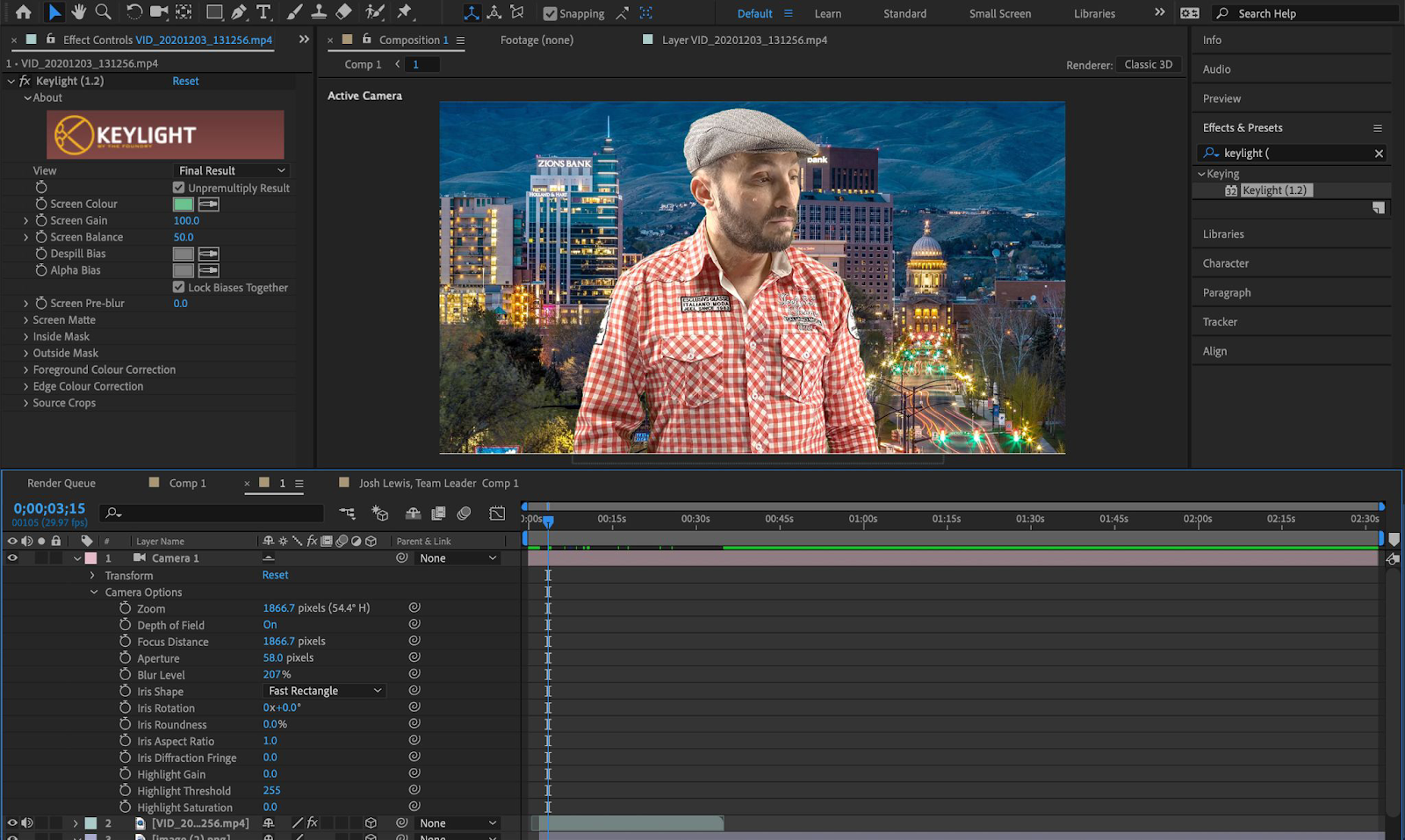 Find out how to edit a Green Screen Video in After Effects 10 add camera effect