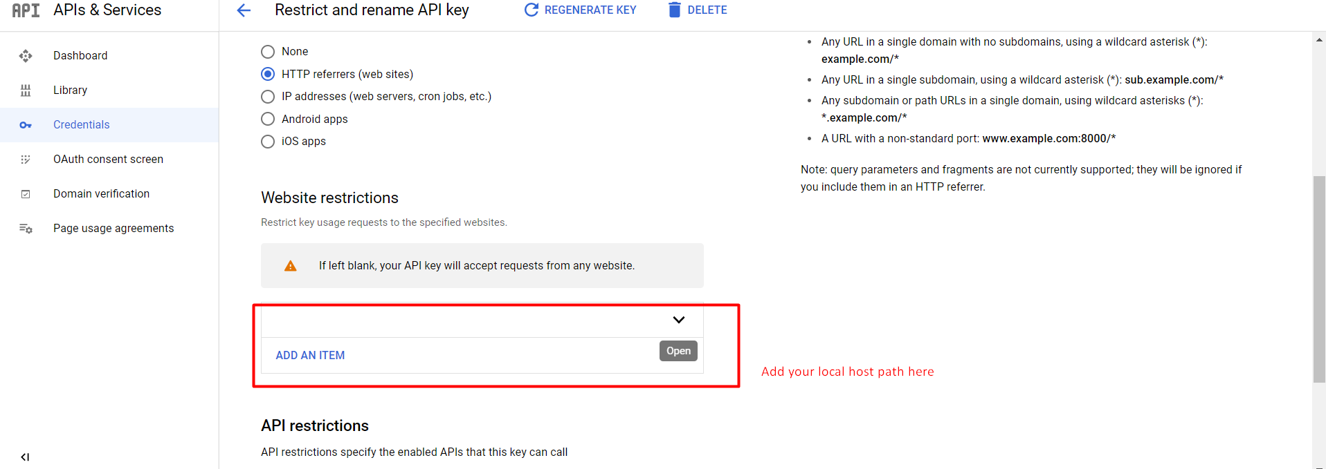 add your local host path