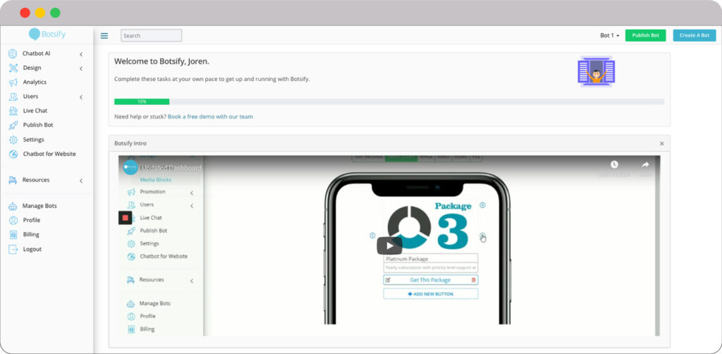 botsify user interface