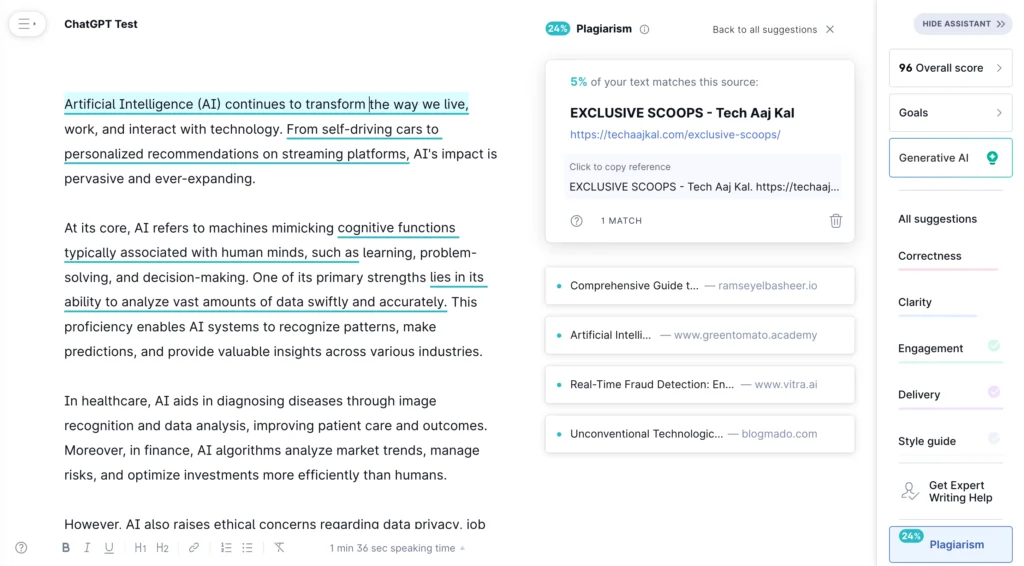 ChatGPT Review 2024: Revealing the truth about AI chatbot 4 chatgpt grammarly plagiarism