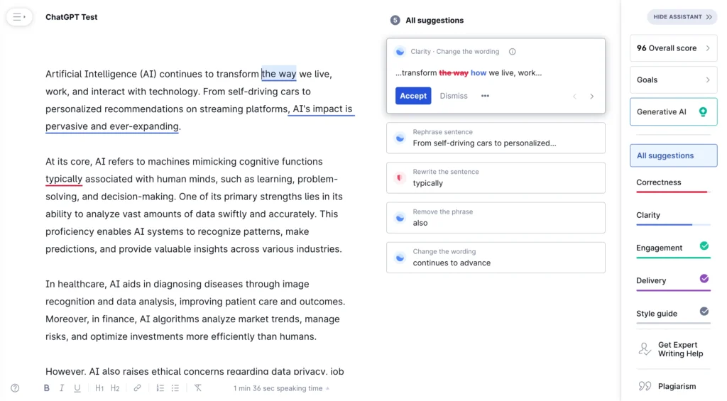 ChatGPT Review 2024: Revealing the truth about AI chatbot 3 chatgpt grammarly test
