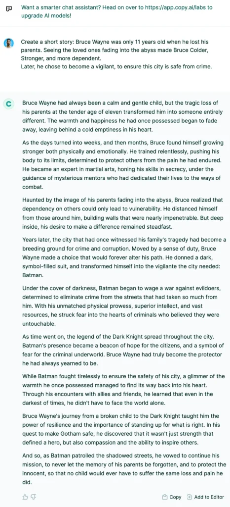 Experimenting with 9 Short Story Generator Using My Words 16 copy ai output