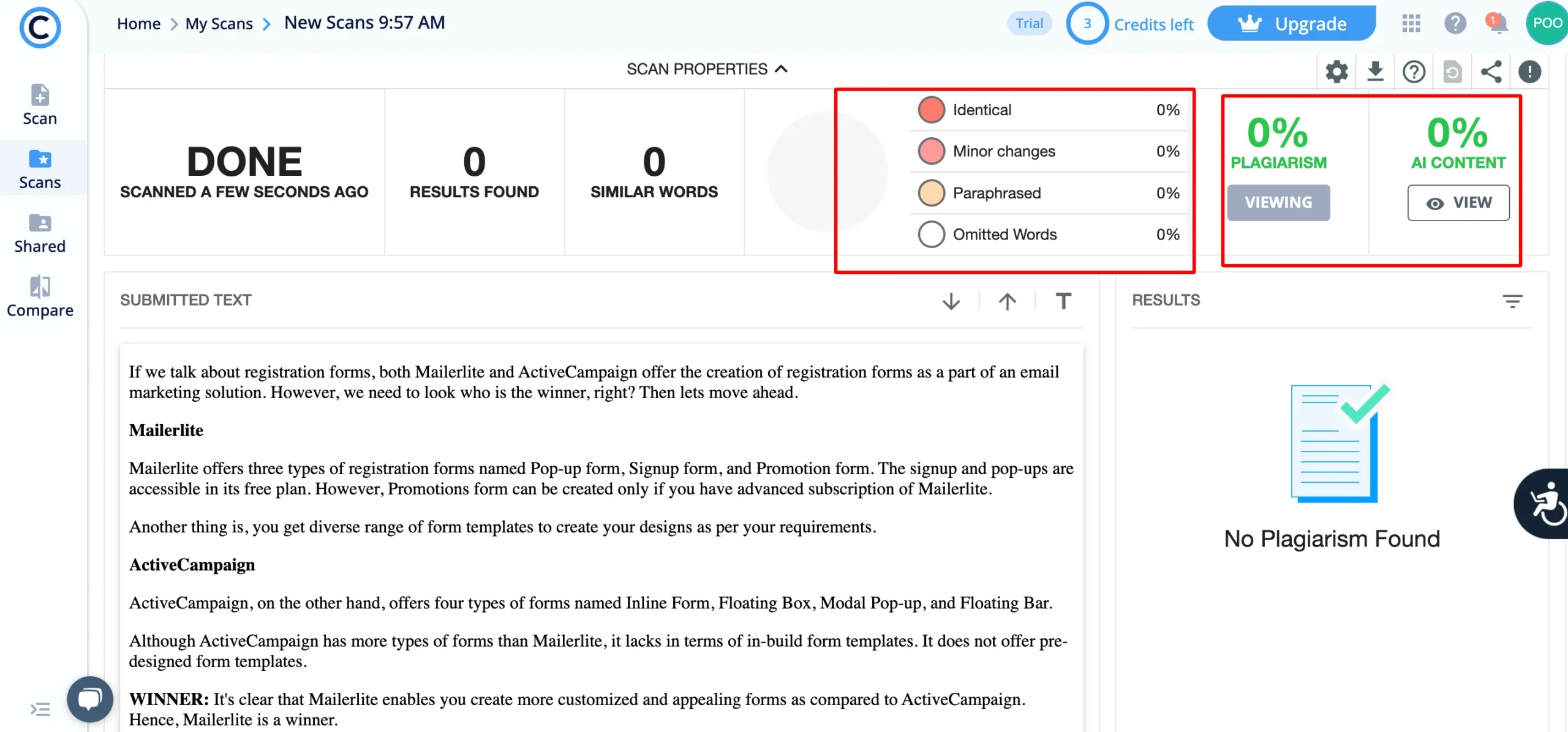 copyleaks detected human written content scaled
