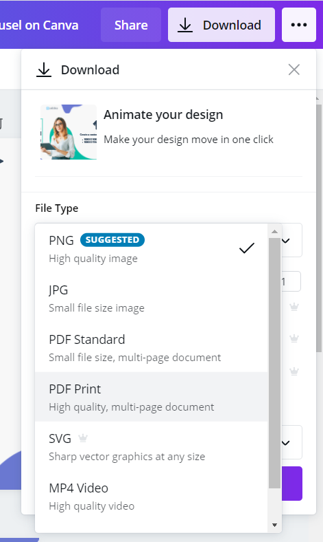 download as png or pdf