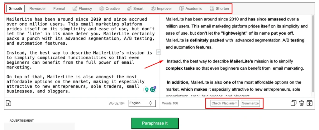 editpad paraphrased content