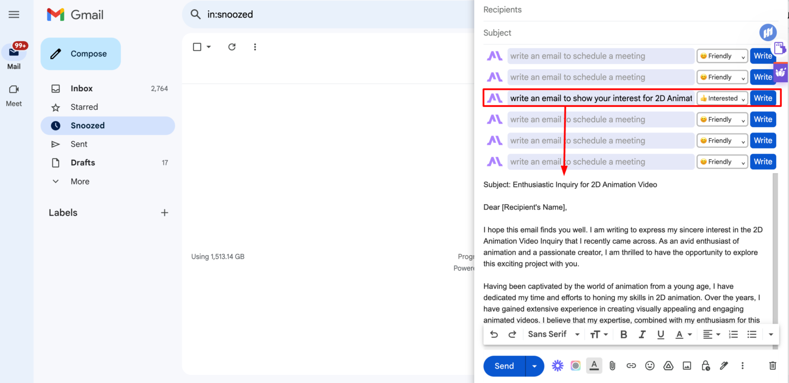 11 Best AI Email Writing Tools: A Gateway to More Impactful Emails 27 email generated by lavender 1536x746 1
