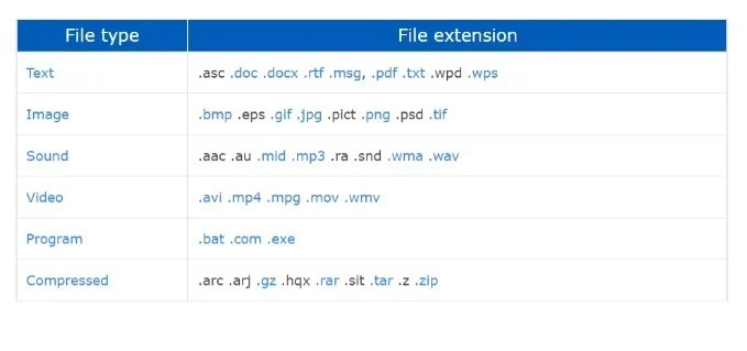 file formats