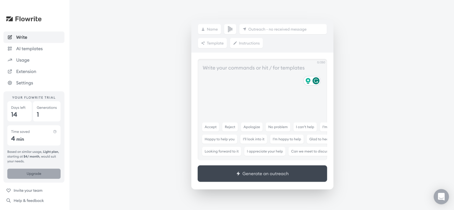 11 Best AI Email Writing Tools: A Gateway to More Impactful Emails 23 flowrite dashboard 1536x712 1