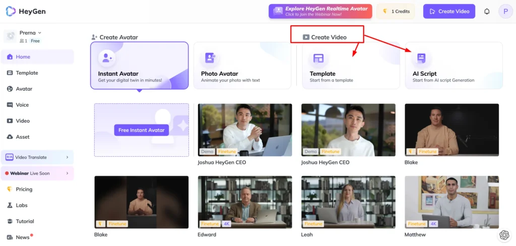 Unleashing Video Potential with 11 Best AI Video Generator Tools 5 heygen dashboard