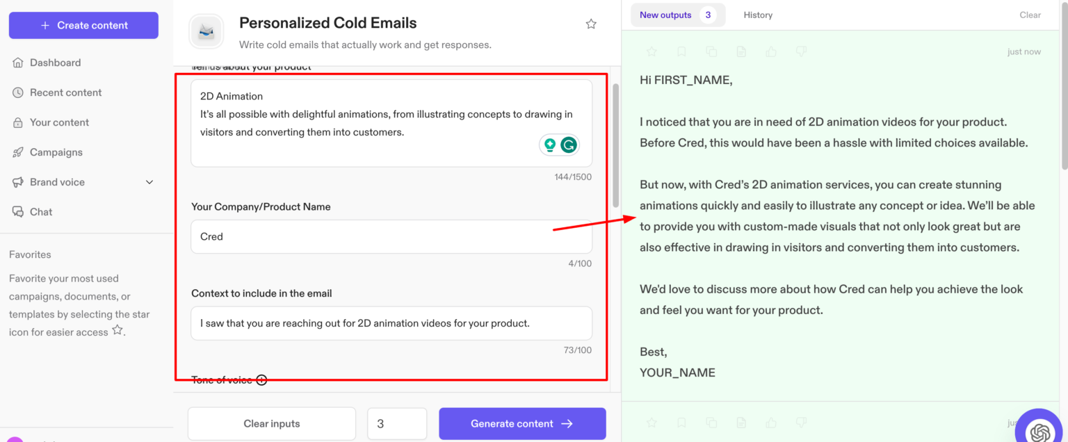 11 Best AI Email Writing Tools: A Gateway to More Impactful Emails 15 jasper cold email generation 1536x636 1
