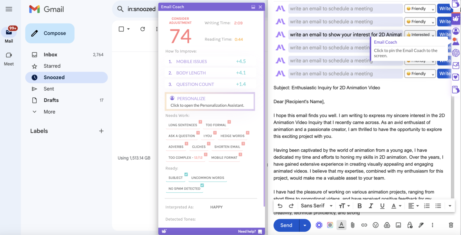 11 Best AI Email Writing Tools: A Gateway to More Impactful Emails 29 lavender email coach 1536x782 1