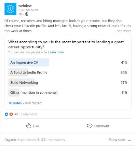 webdew Agency Updates September 2021 6 linkedin poll stats