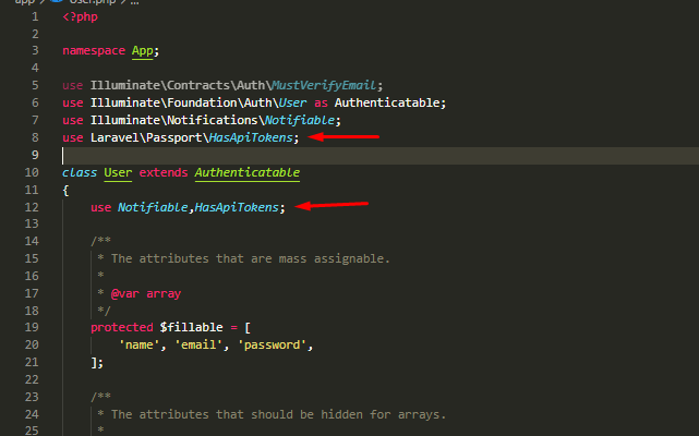 A Handy Guide on how to create Authenticated API in Laravel 4 open app user.php file