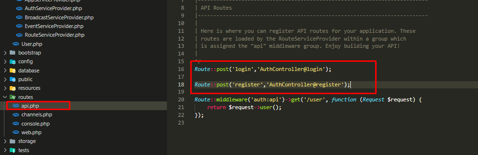 A Handy Guide on how to create Authenticated API in Laravel 7 open routes api.php