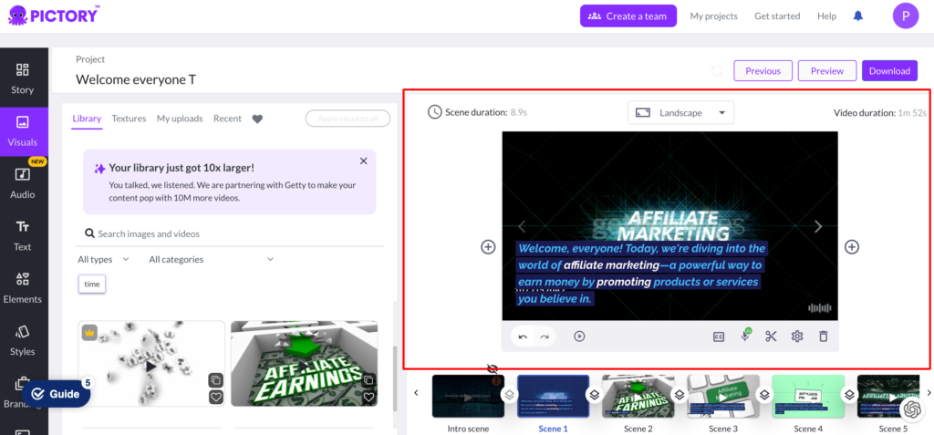Unleashing Video Potential with 11 Best AI Video Generator Tools 8 pictory storyboard