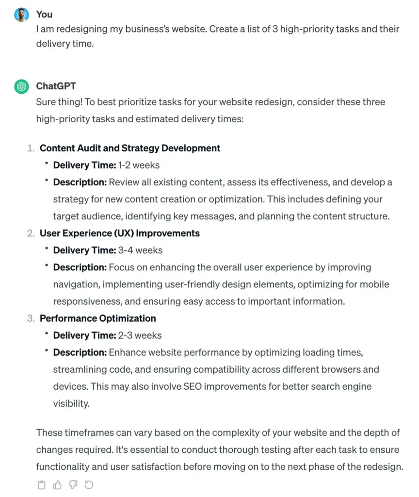 prompts for project management