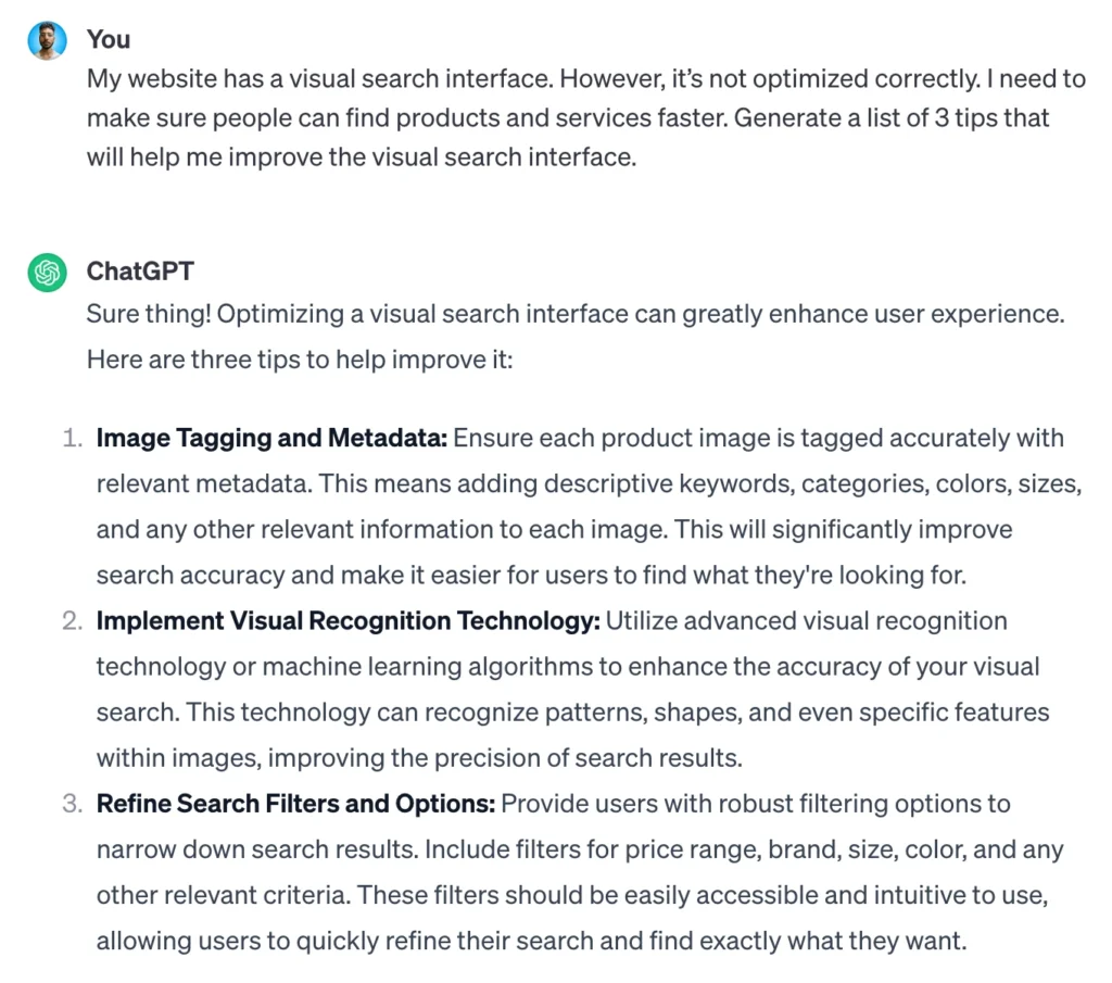 prompts for visual search