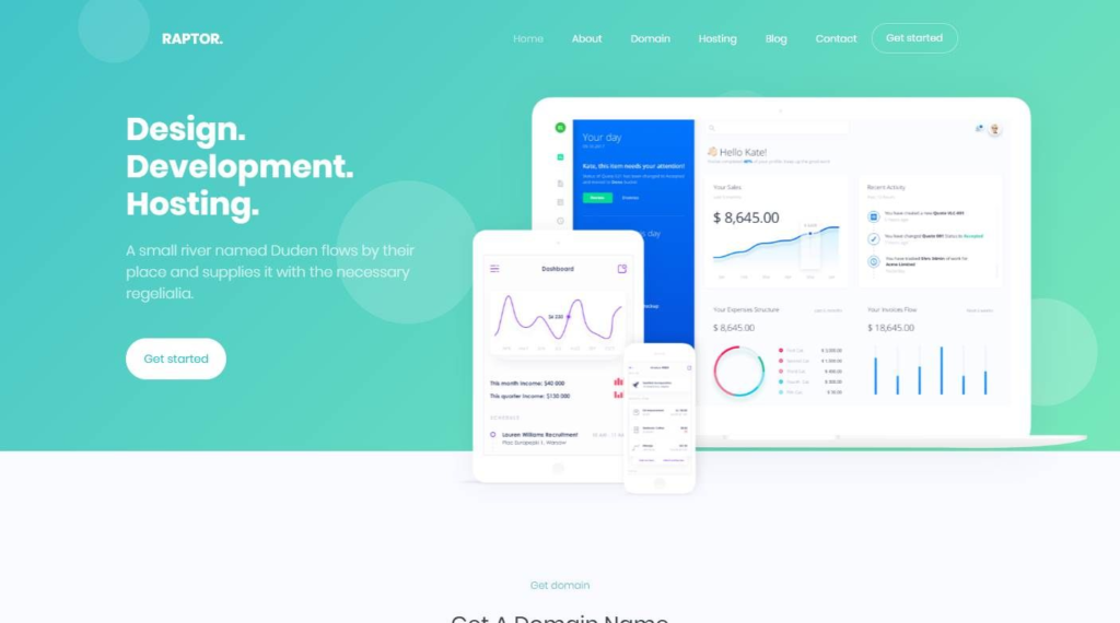 raptor responsive web design template