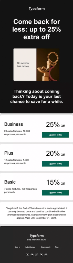 reengagement emails saas typeform