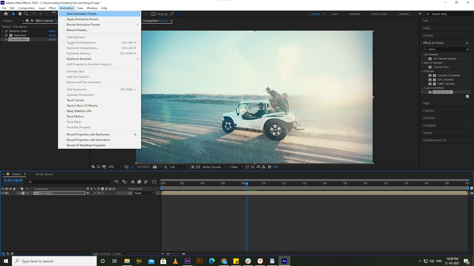 save and apply animation preset