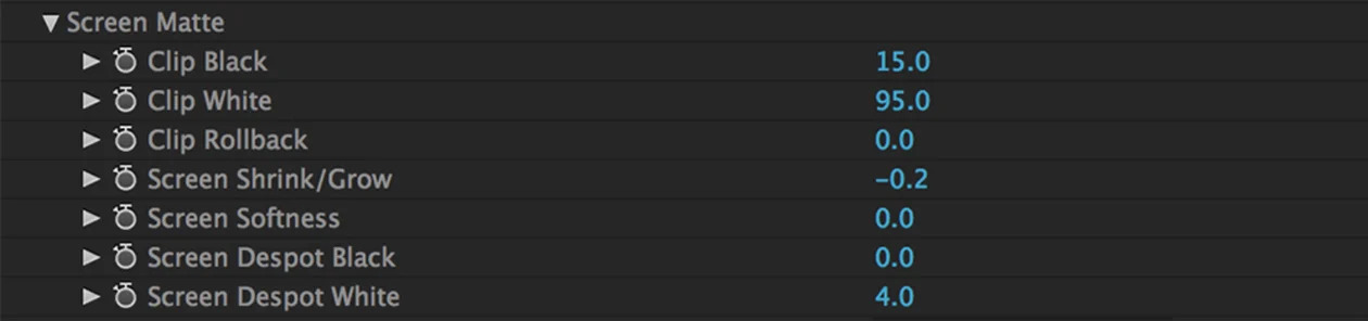Find out how to edit a Green Screen Video in After Effects 8 screen matte settings
