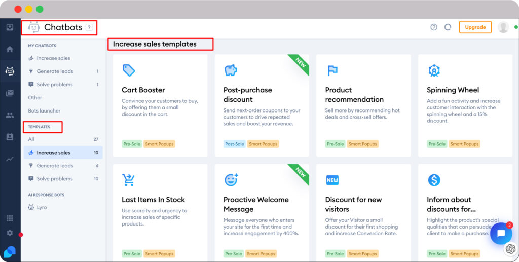 tidio cart booster templates