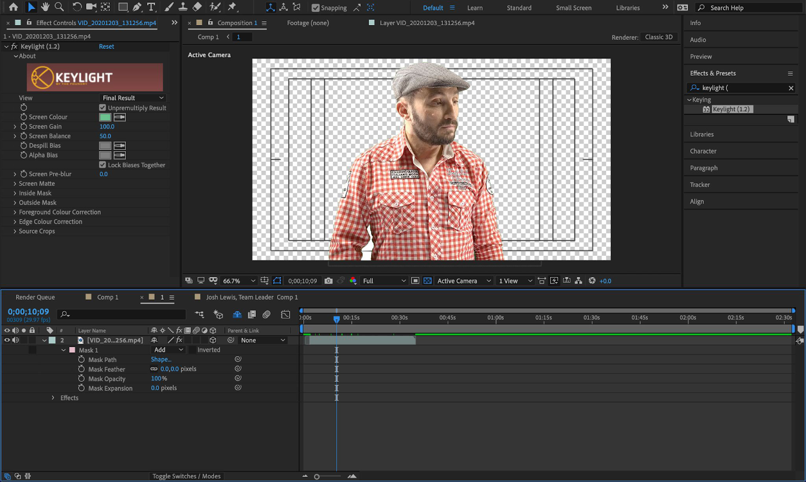 Find out how to edit a Green Screen Video in After Effects 7 toggle the transparency grid