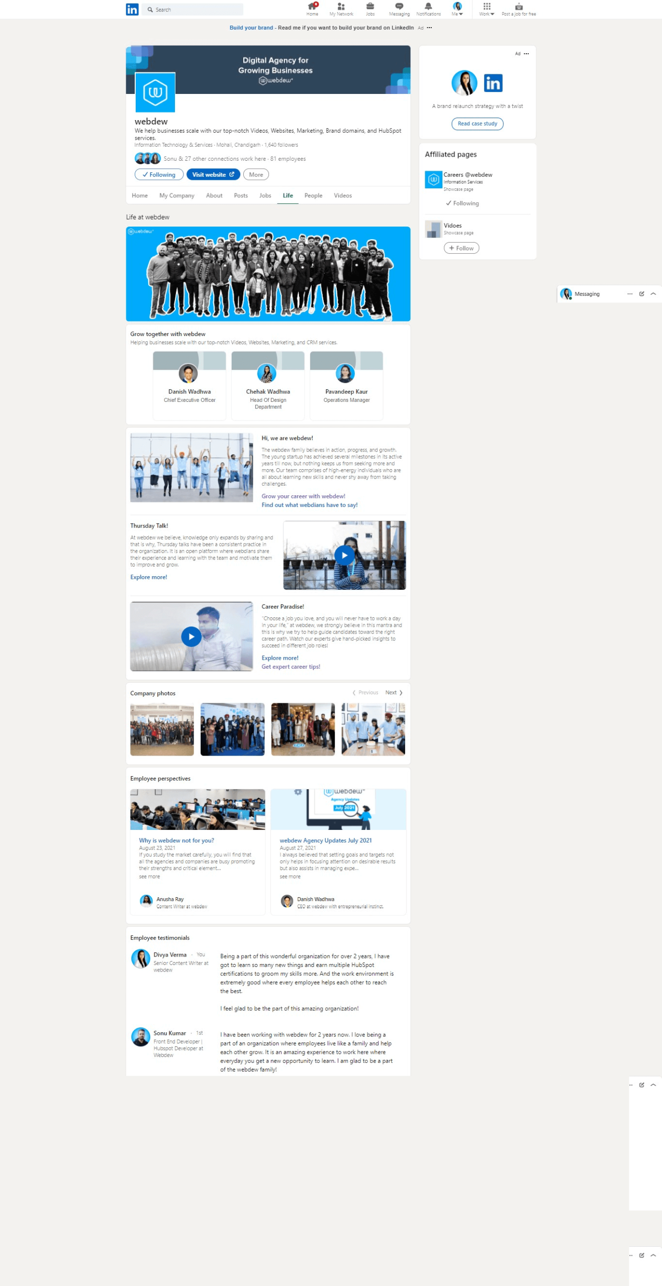 webdew Agency Updates August 2021 4 webdew life page linkedIn new scaled