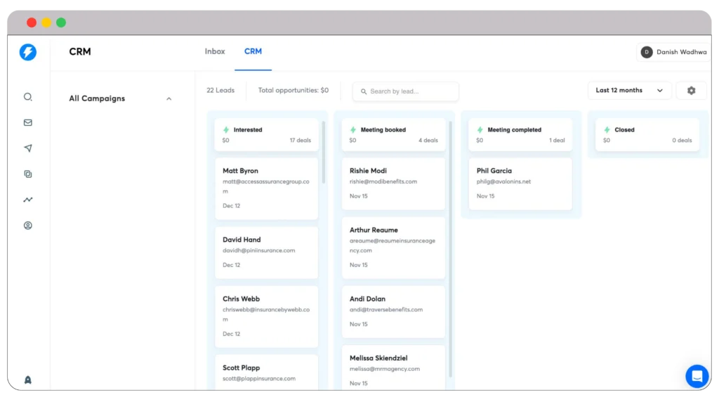 CRM feature in Instantly.ai 1