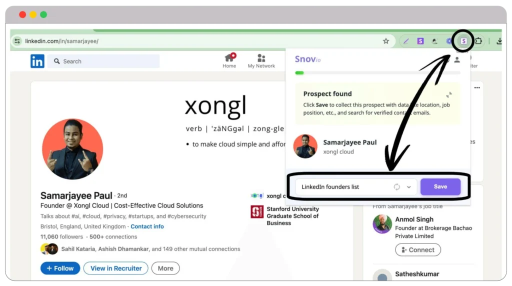 Choose the person and add to the list 1