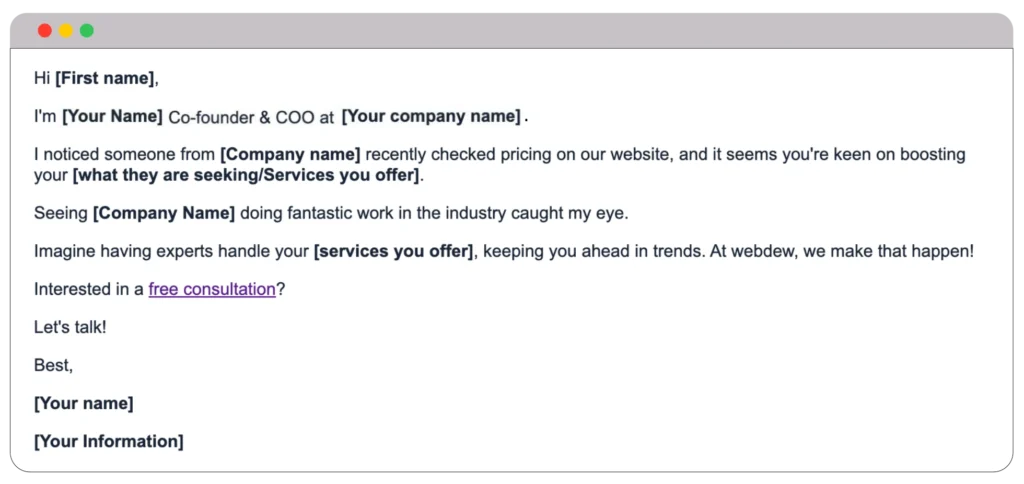 Cold Email for consideration stage prospects