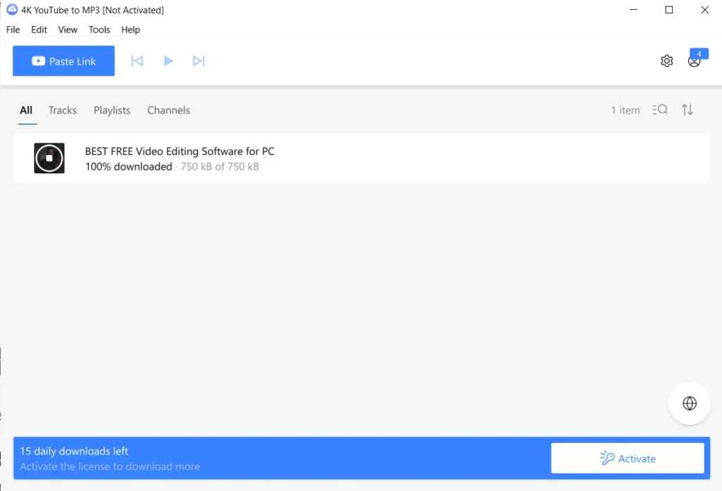 Conversion and downloading options in 4K YouTube to MP3