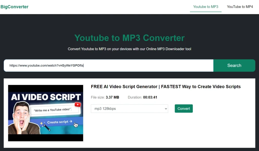 Dowlaoding options in Big Convertor