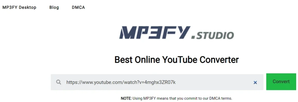 Downloading options in MP3FY