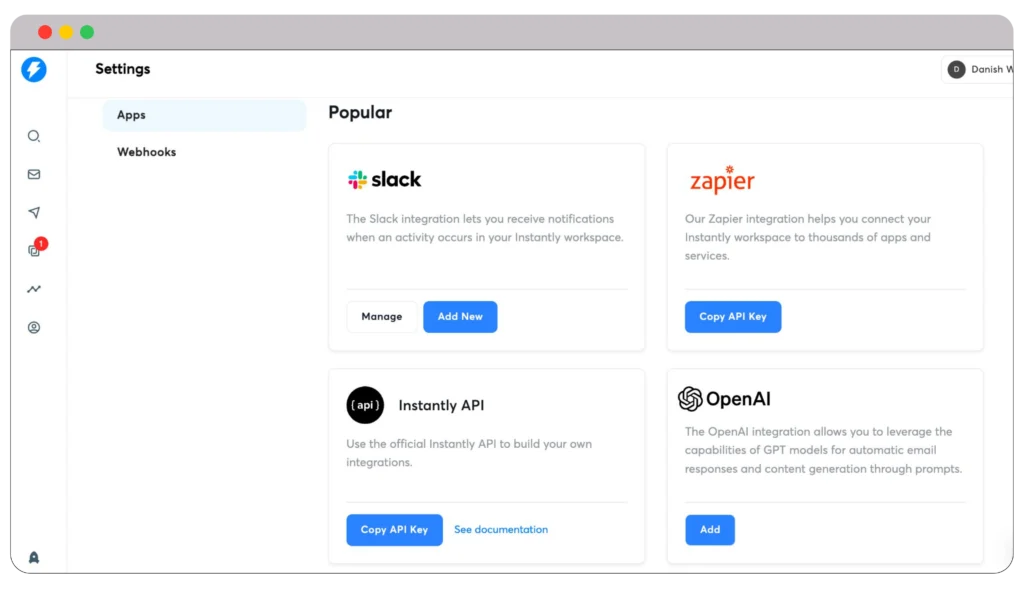Integrations in Instantly.ai
