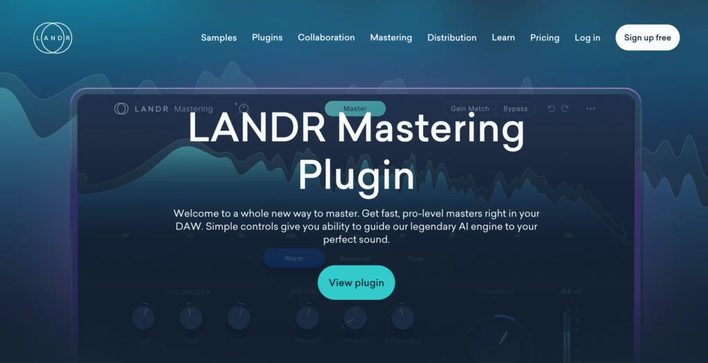Landr homepage
