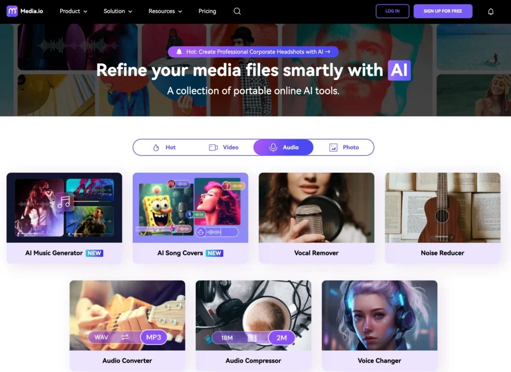 Media io homepage