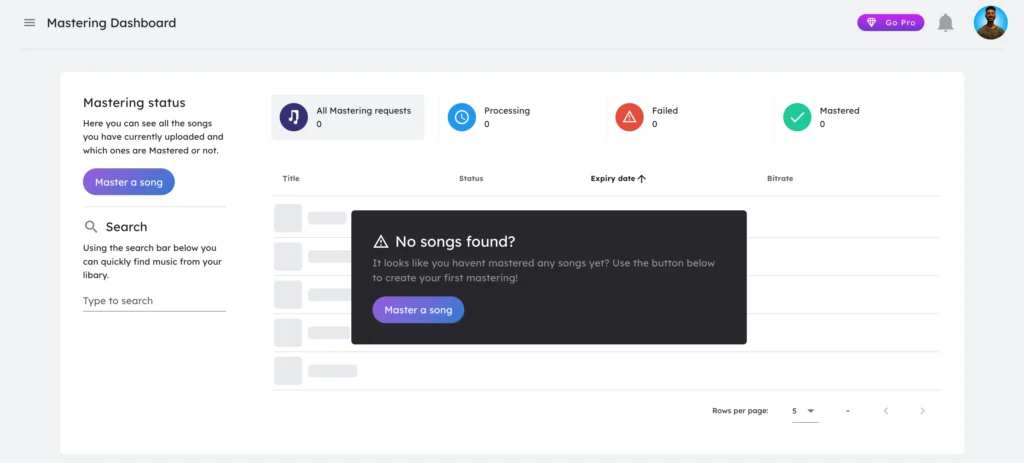 Music gateway dashboard