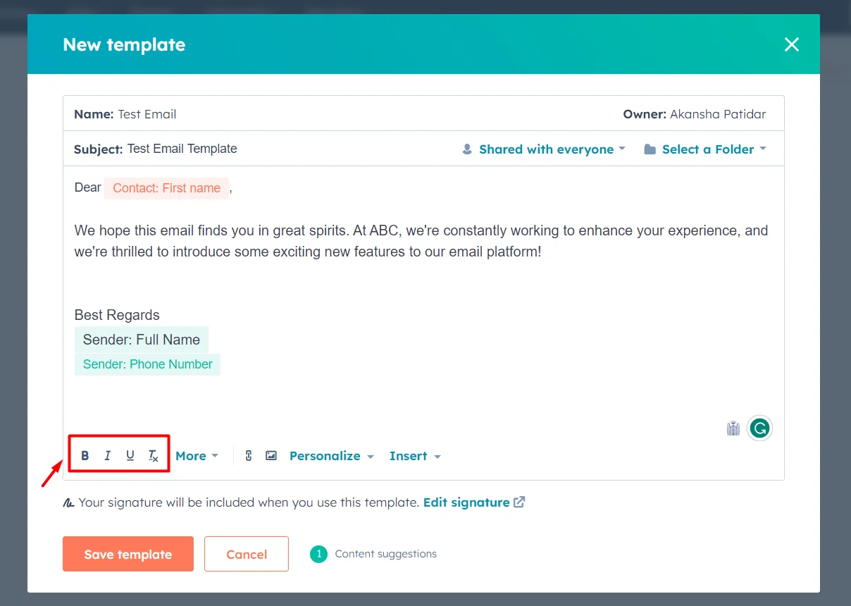 Boost your Email Campaigns with HubSpot Email Template Builder 4 basic-text-editing-options