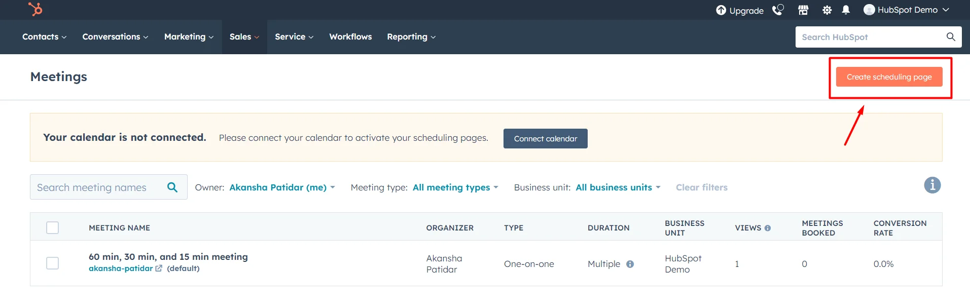 How to Book Sales Meetings with Best & Free HubSpot Meeting Scheduler? 3 create-scheduling-page