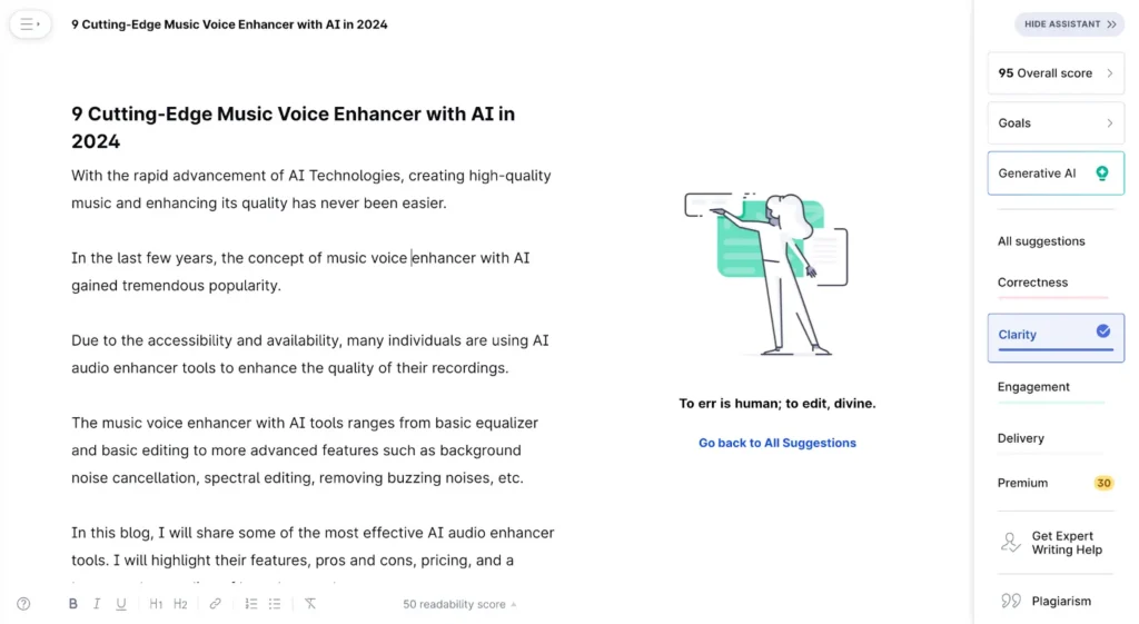 grammarly checking clarity
